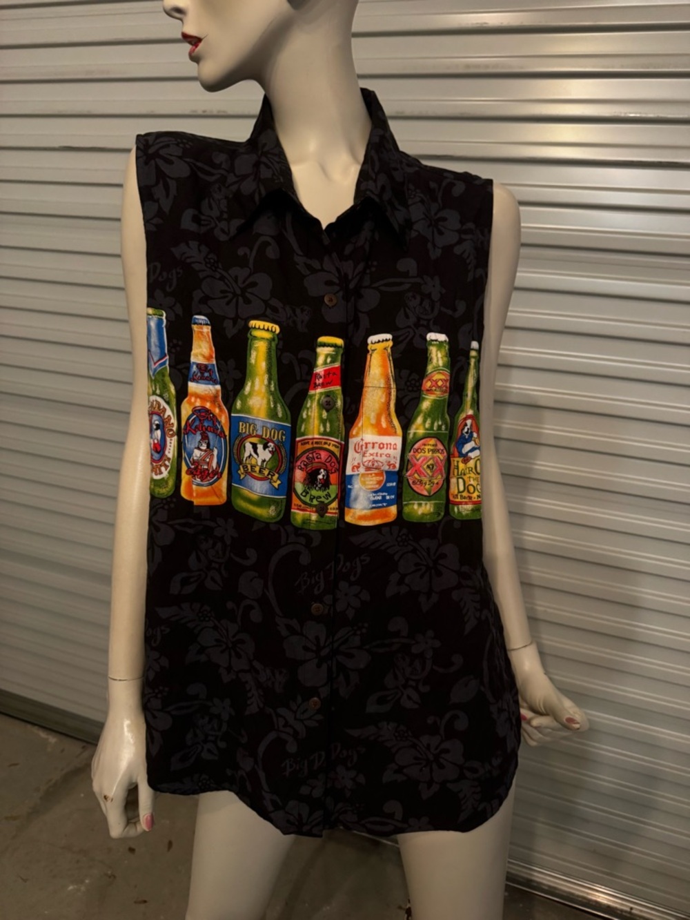 BIG DOG SLEEVELESS SHIRT UNISEX BLACK BEER CORONA XL MEN WOMEN SUMMER TOP 90s